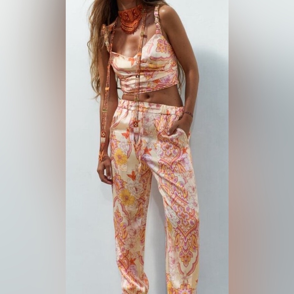 Zara Sasha Crop Top and Tapered Pants, Top is size M, Pants are size S